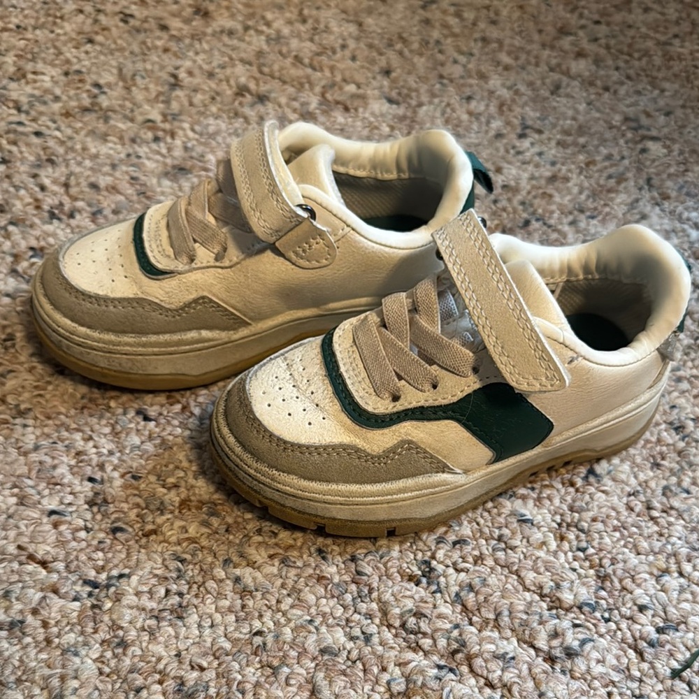 OshKosh B'gosh Cream and Green Velcro Sneakers